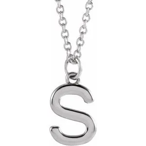 Platinum Initial S Dangle 18" Necklace