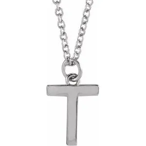 Platinum Initial T Dangle 18" Necklace