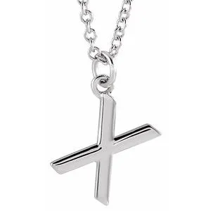 Platinum Initial X Dangle 16" Necklace