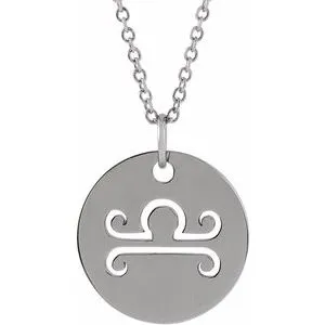 Platinum Libra Zodiac Disc 16-18" Necklace