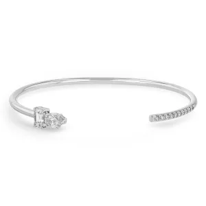 Platinum Mixed Pear & Emerald Cut Diamonds with Pavé Diamonds Cuff - SALE