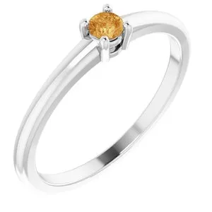 Platinum Natural Citrine Ring