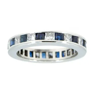Platinum Sapphire & Diamond Eternity Band