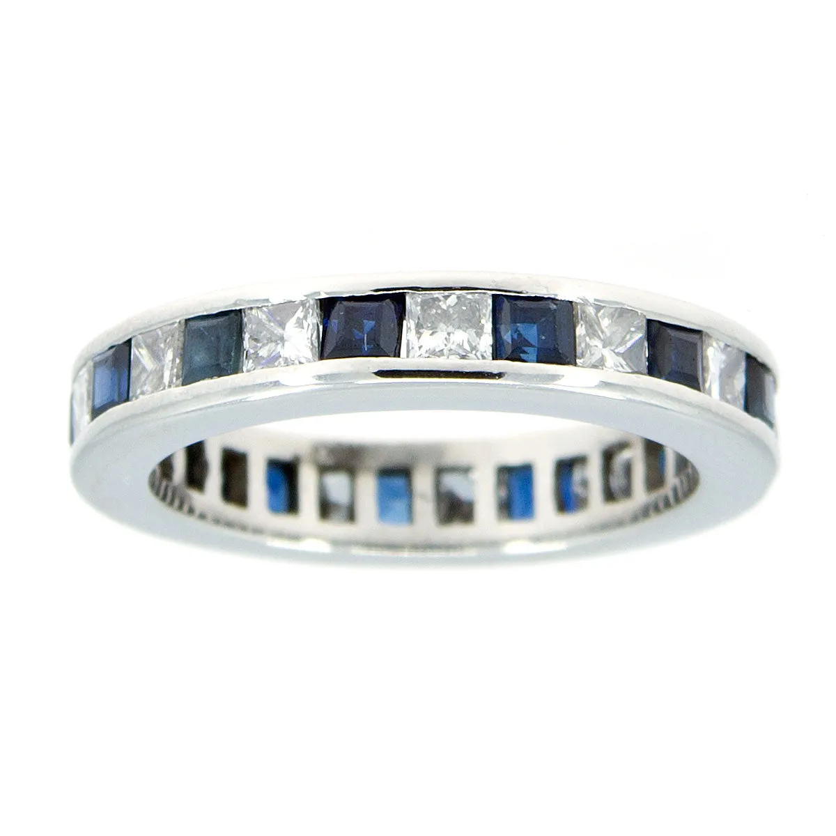 Platinum Sapphire & Diamond Eternity Band