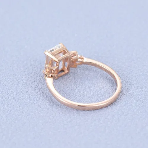 Platinum Solitaire Emerald Moissanite Engagement Ring for women diamond Celtic Cluster Unique Vintage Wedding Anniversary Gold Gift For Her