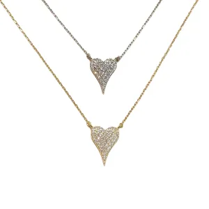 Pointed Heart Clear Sparkle Necklace