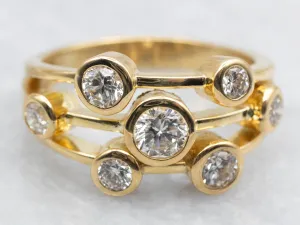 Polished 18-Karat Gold Diamond Bezel Orbit Ring