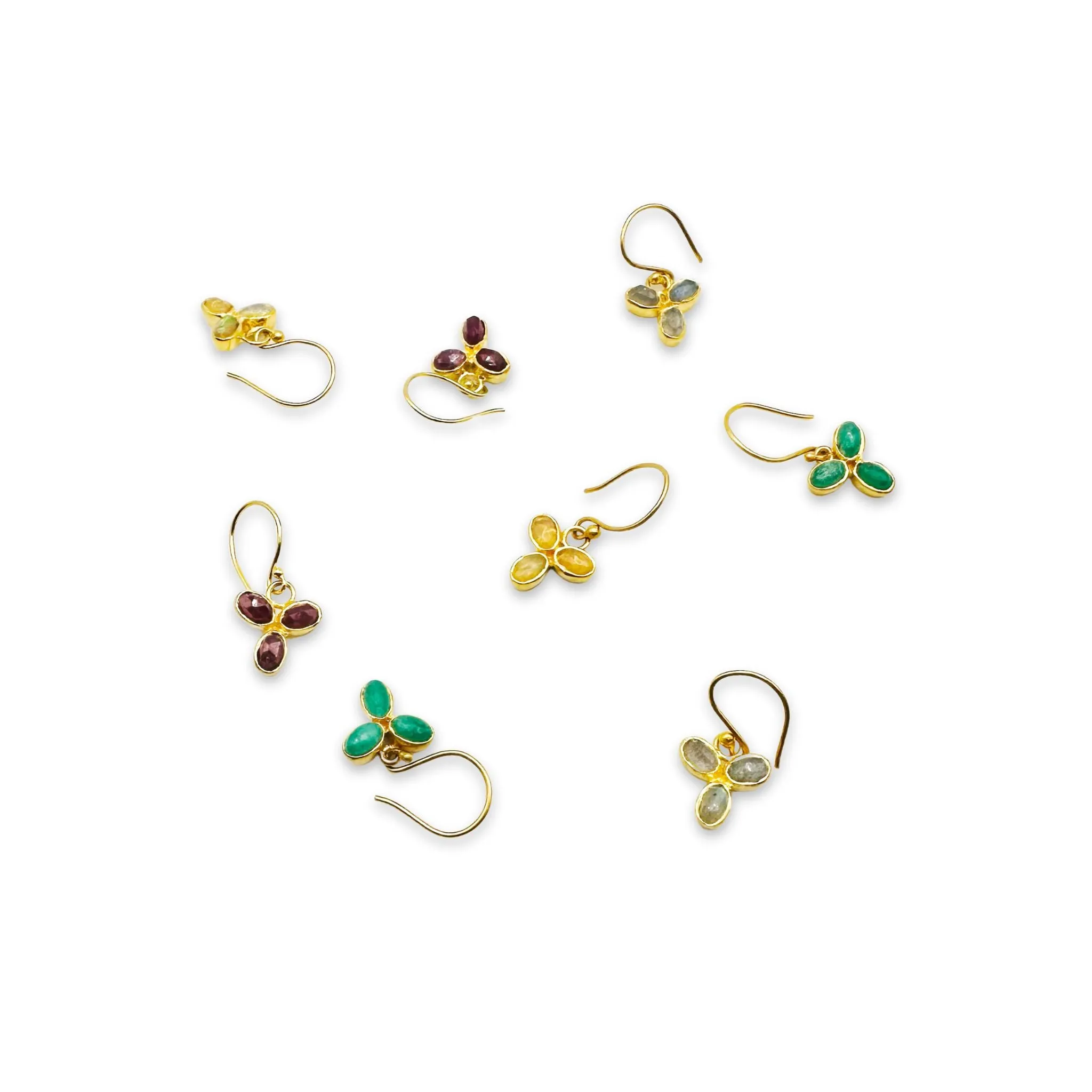 Polished Brazilian Emerald Floret Earrings