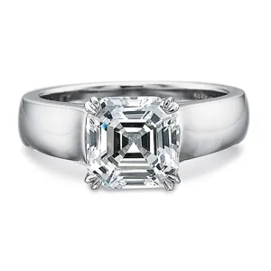 Precision Set Solitaire Wide Shank Diamond Engagement Ring