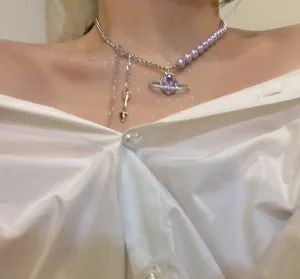 Pretty Universe Crystal Heart Necklaces