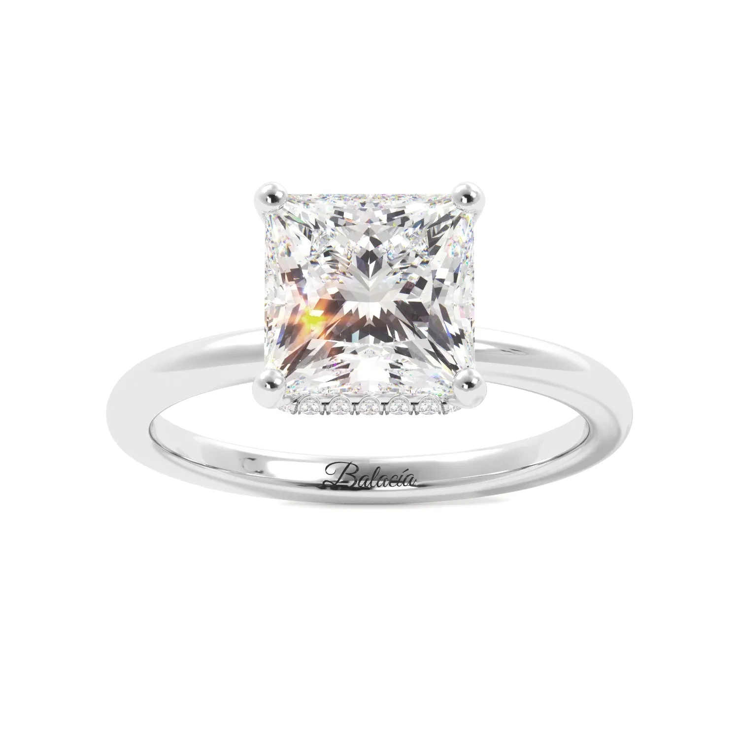 Princess Cut Solitaire with Hidden Halo Engagement Ring