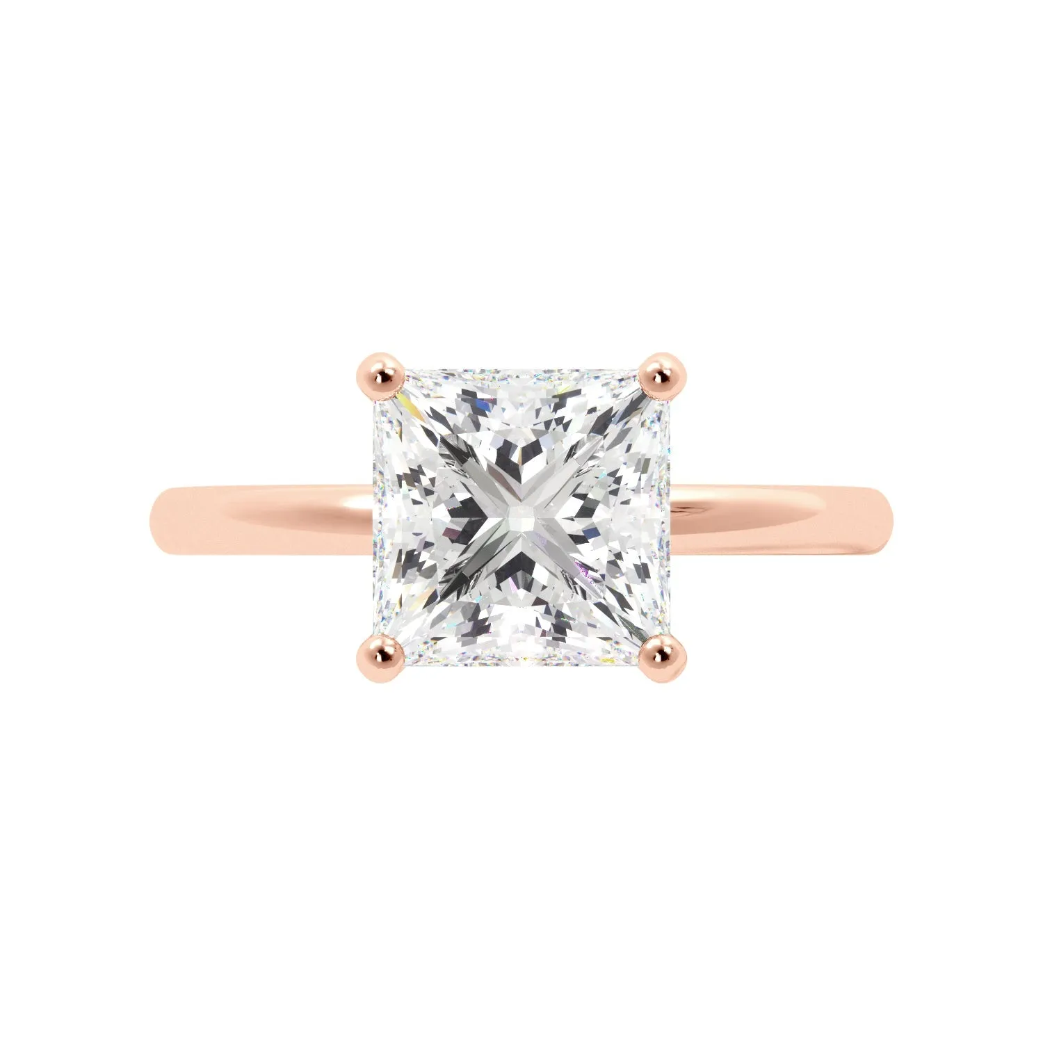 Princess Cut Solitaire with Hidden Halo Engagement Ring