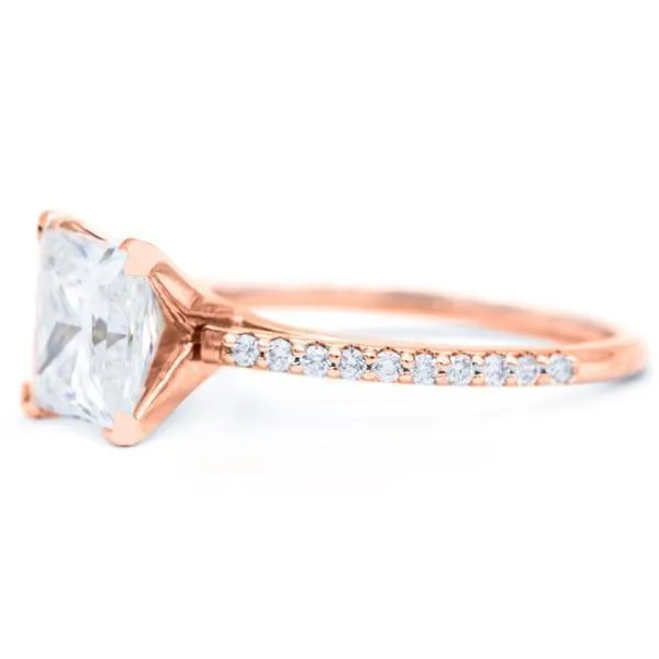 Princess Moissanite 4 Prongs Diamond Accent Ice Cathedral Solitaire Ring