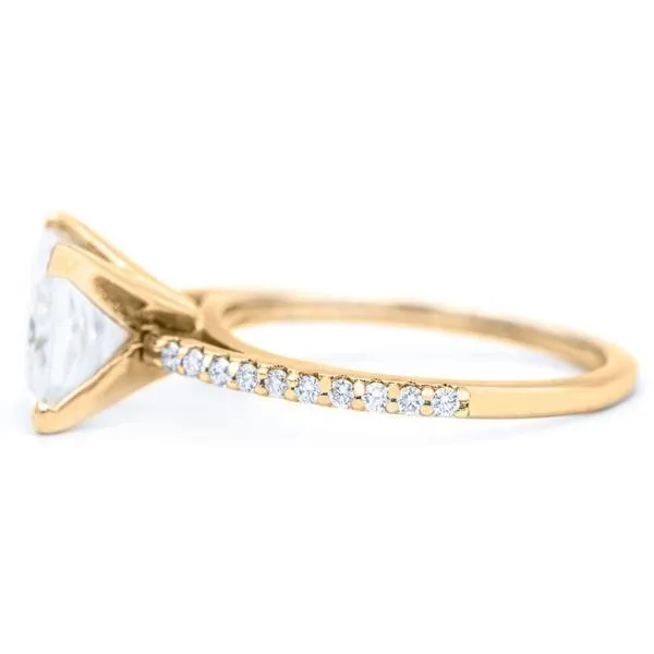 Princess Moissanite 4 Prongs Diamond Accent Ice Cathedral Solitaire Ring