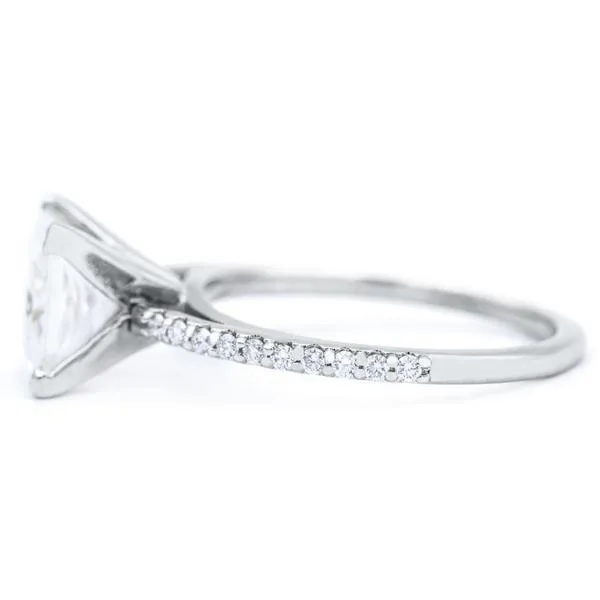 Princess Moissanite 4 Prongs Diamond Accent Ice Cathedral Solitaire Ring