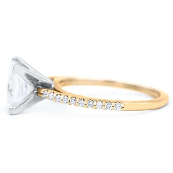 Princess Moissanite 4 Prongs Diamond Accent Ice Cathedral Solitaire Ring