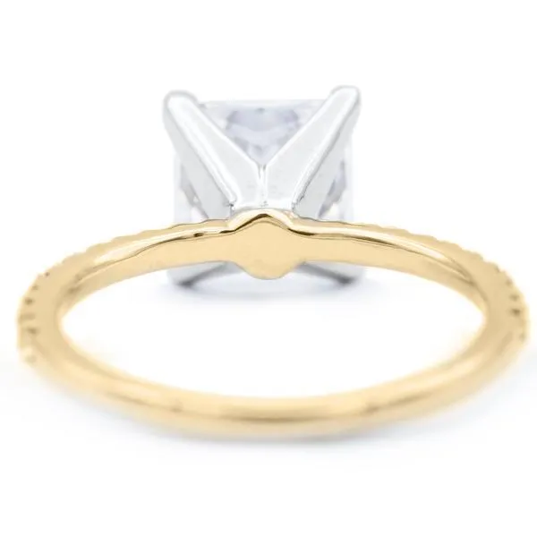 Princess Moissanite 4 Prongs Diamond Accent Ice Solitaire Ring