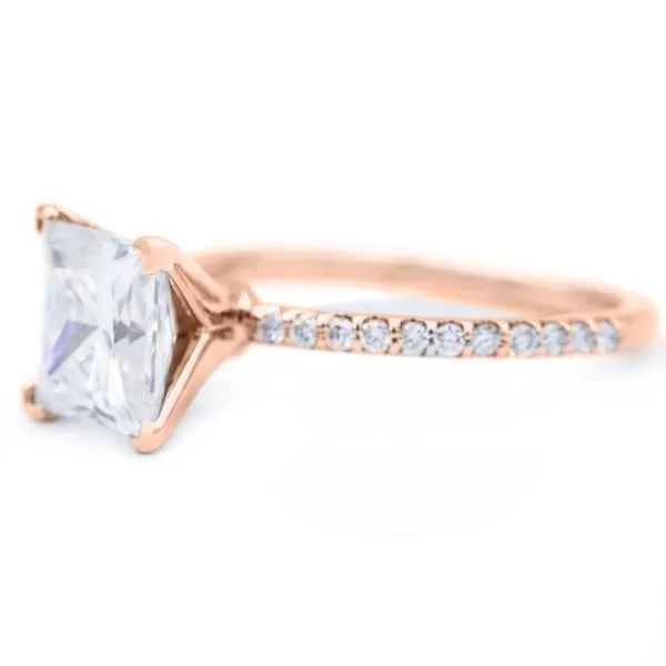 Princess Moissanite 4 Prongs Diamond Accent Ice Solitaire Ring