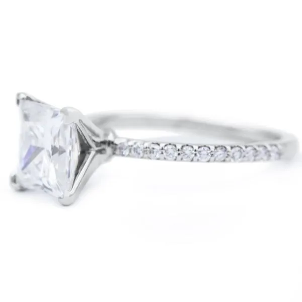 Princess Moissanite 4 Prongs Diamond Accent Ice Solitaire Ring