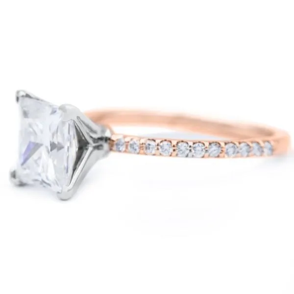 Princess Moissanite 4 Prongs Diamond Accent Ice Solitaire Ring