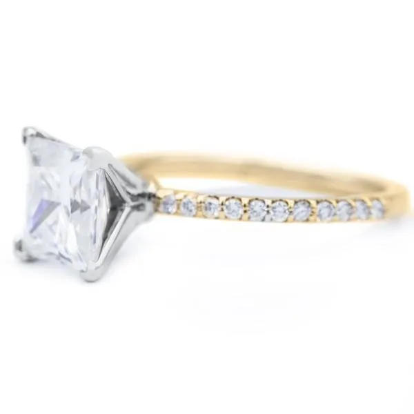 Princess Moissanite 4 Prongs Diamond Accent Ice Solitaire Ring