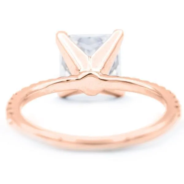 Princess Moissanite 4 Prongs Diamond Accent Ice Solitaire Ring