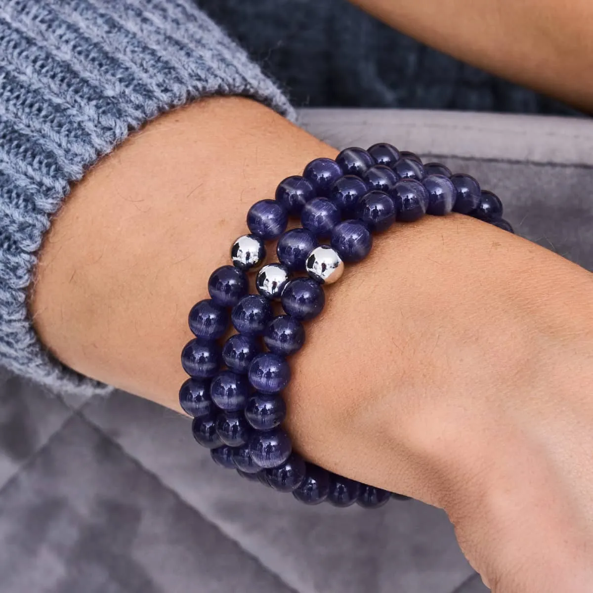 Purple | .925 Sterling Silver | Cheshire Glass Bracelet