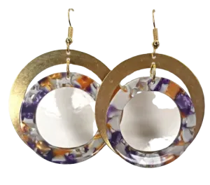 Purple and Gold Hoop Earrings