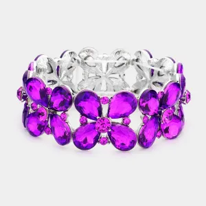 Purple Crystal Teardrop Pageant Stretch Bracelet | Evening Bracelet |  563699