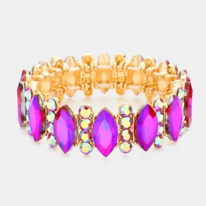 Purple Marquise Stone Accented Stretch Pageant Bracelet  | Prom Bracelet | 588248