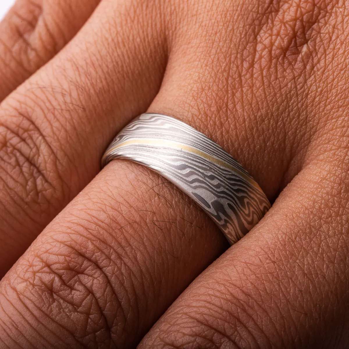 Radiant Wedding Ring Set in Twist Pattern and Smoke Palette with Sapphire