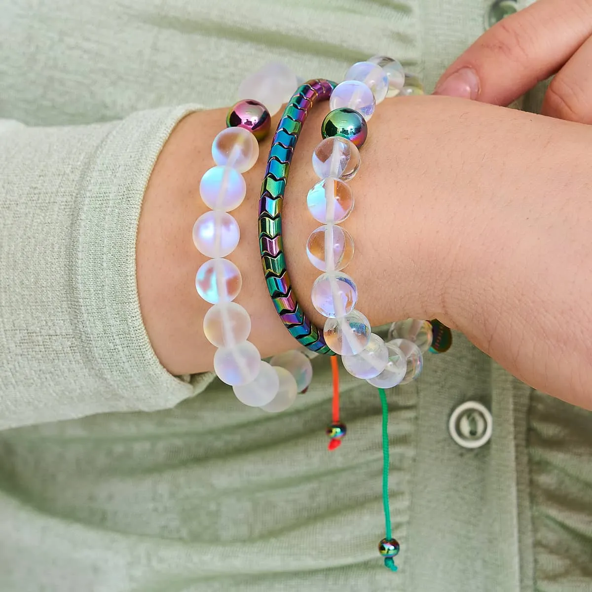 Rainbow Supernova | Unicorn Silver | Galaxy Glass Statement Bracelet