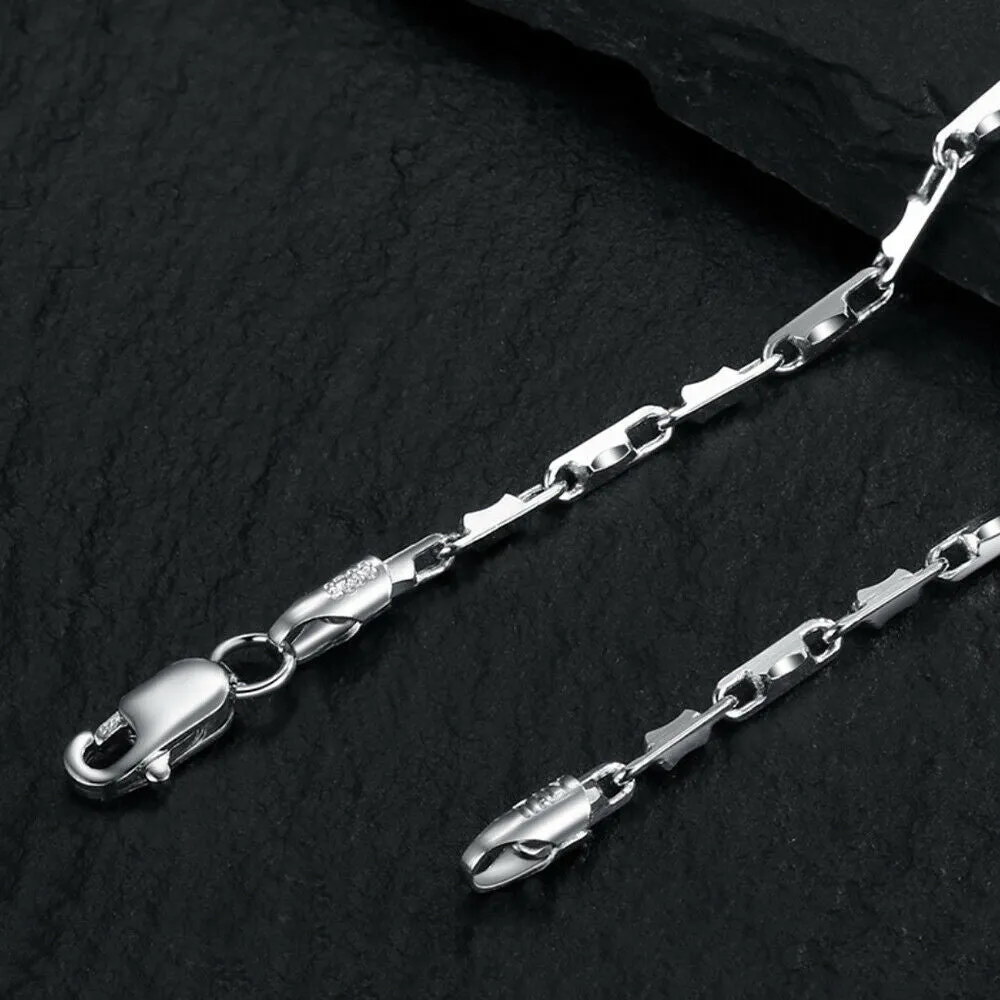 Real Solid 925 Sterling Silver Necklaces Oval Chain Platinum Plating 18" 20"