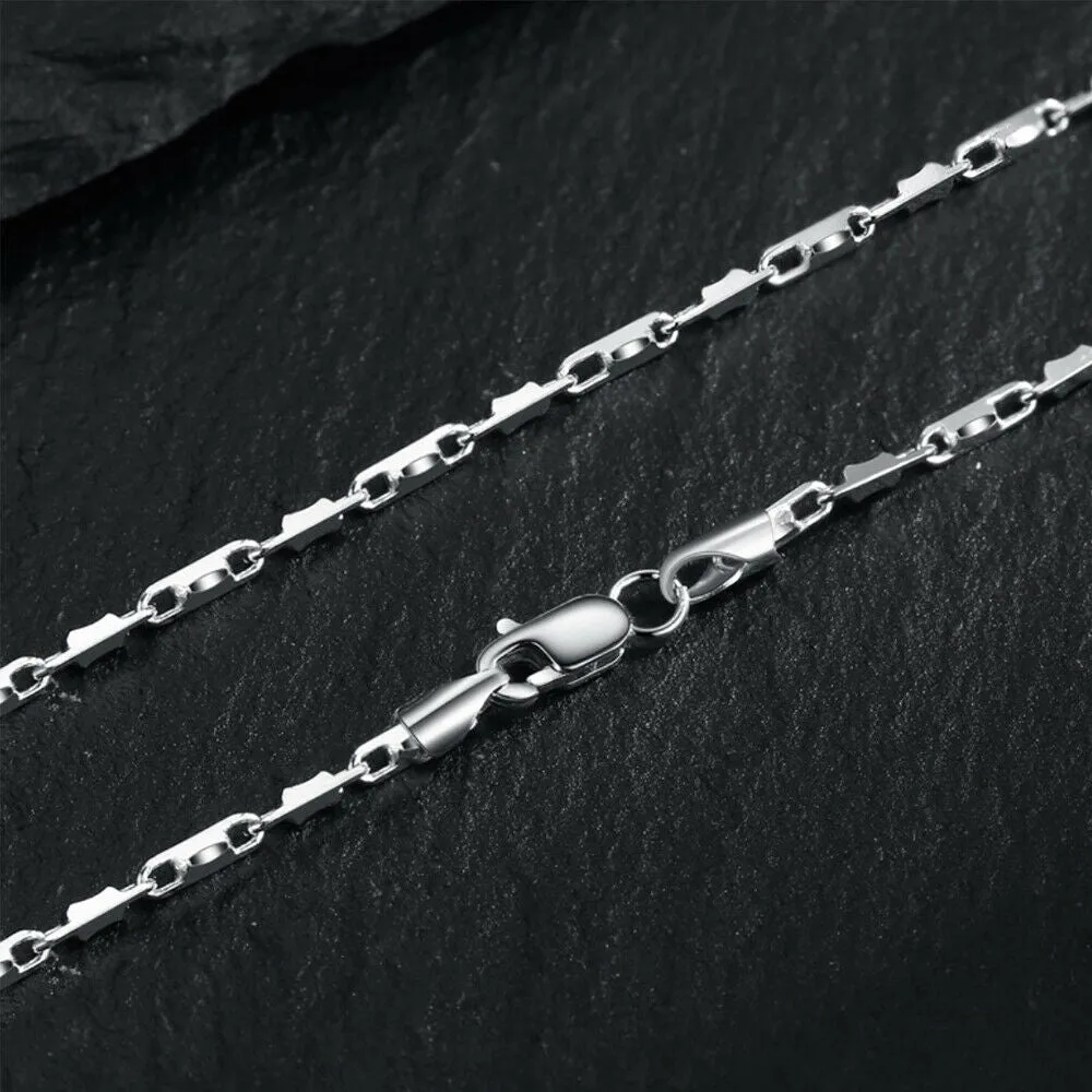 Real Solid 925 Sterling Silver Necklaces Oval Chain Platinum Plating 18" 20"