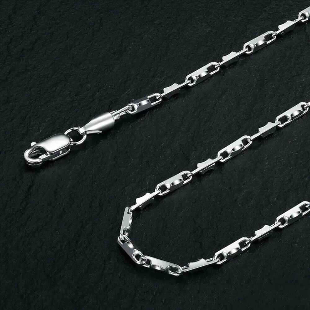 Real Solid 925 Sterling Silver Necklaces Oval Chain Platinum Plating 18" 20"