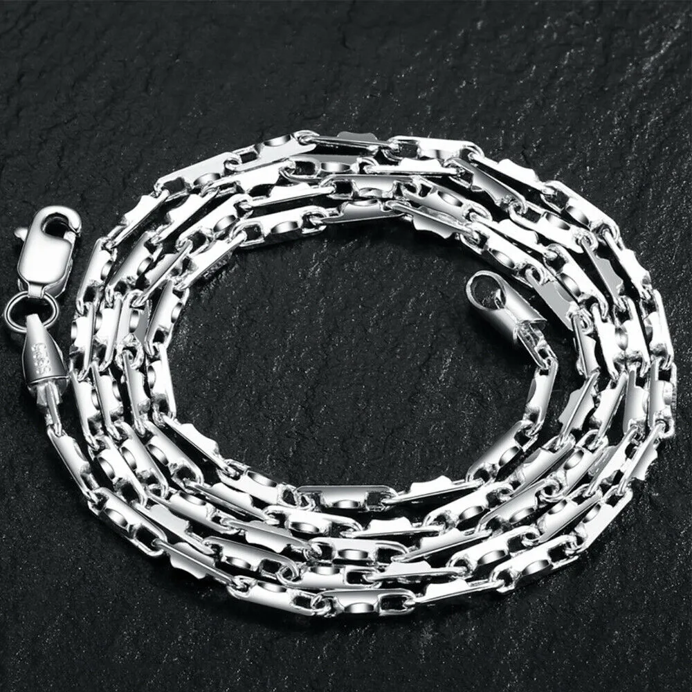 Real Solid 925 Sterling Silver Necklaces Oval Chain Platinum Plating 18" 20"