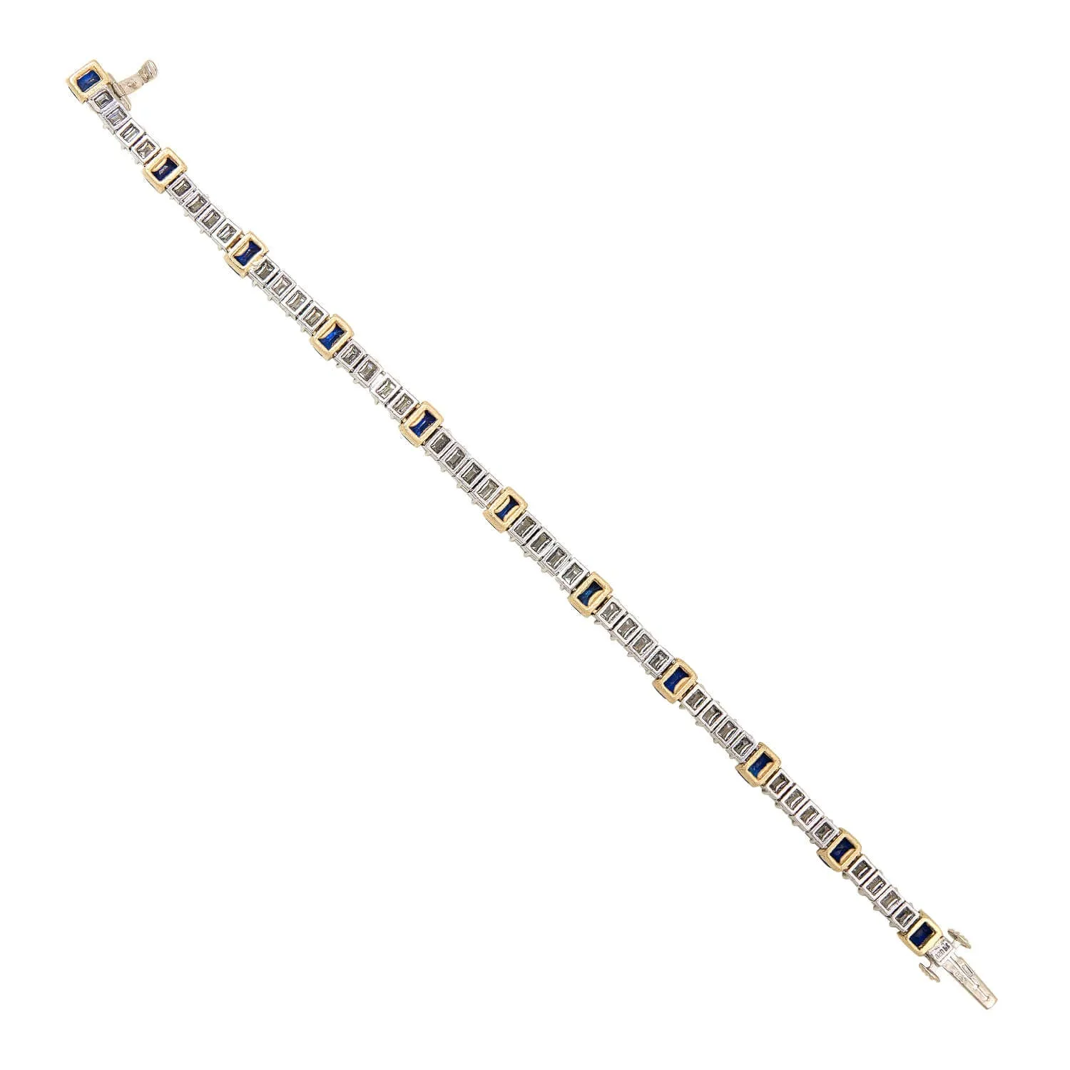 Retro 18k/Platinum Sapphire   Diamond Line Bracelet