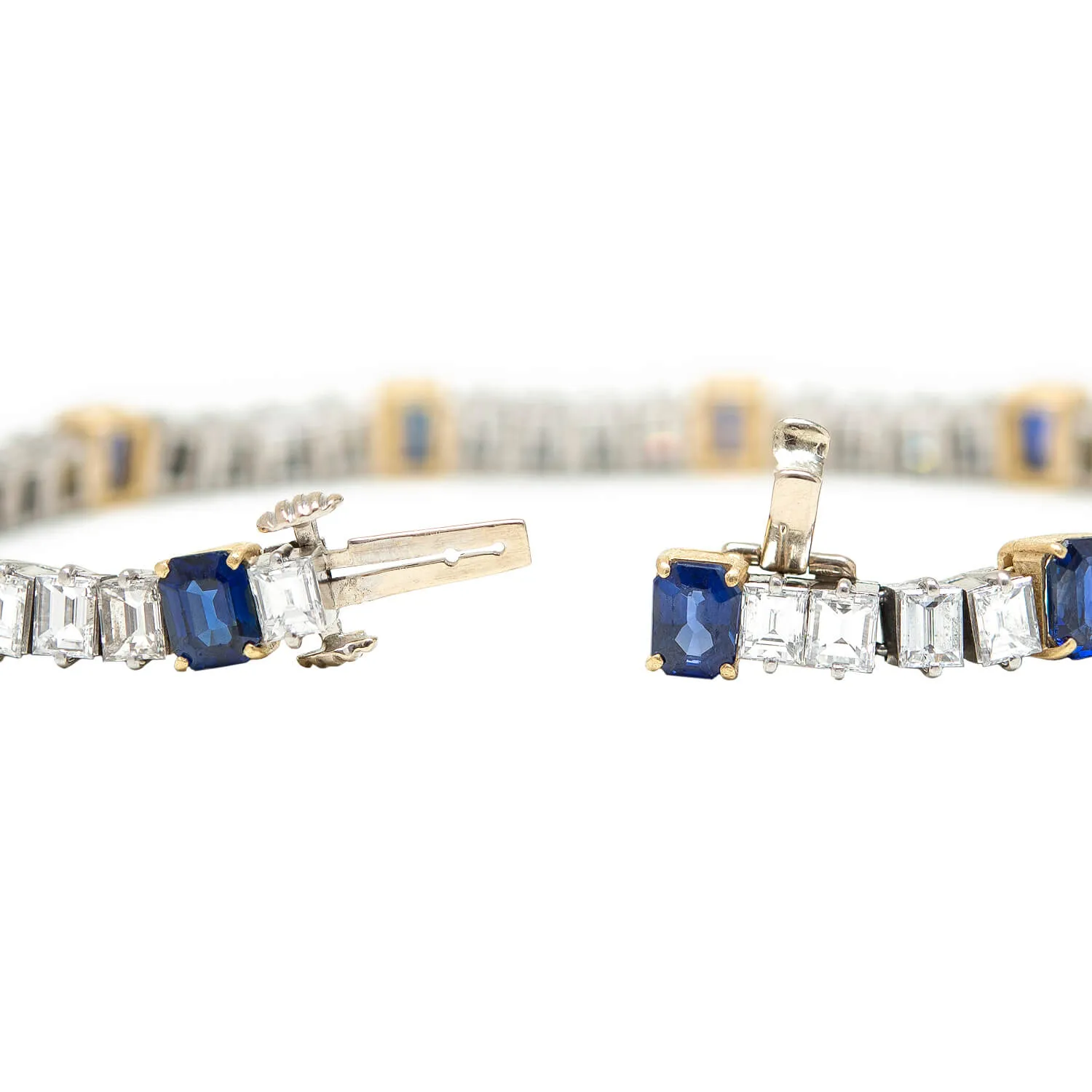 Retro 18k/Platinum Sapphire   Diamond Line Bracelet