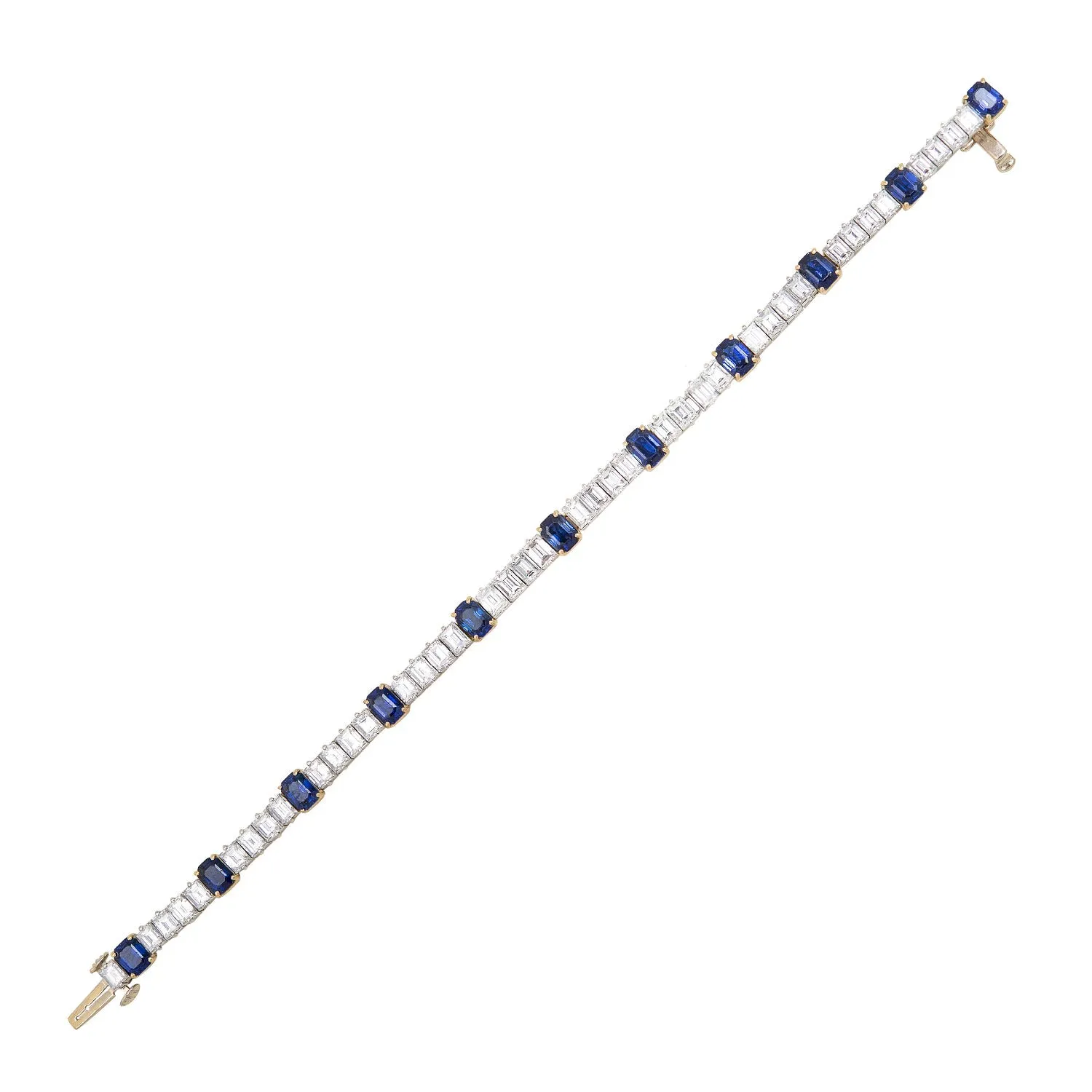 Retro 18k/Platinum Sapphire   Diamond Line Bracelet