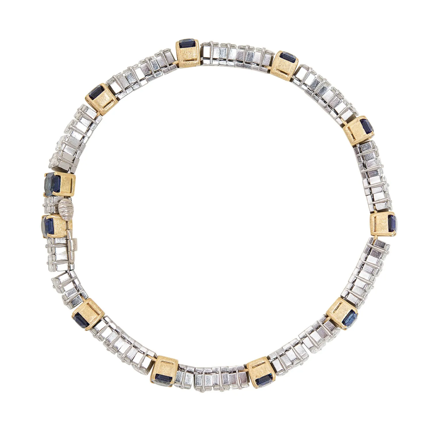 Retro 18k/Platinum Sapphire   Diamond Line Bracelet