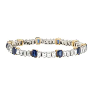 Retro 18k/Platinum Sapphire   Diamond Line Bracelet