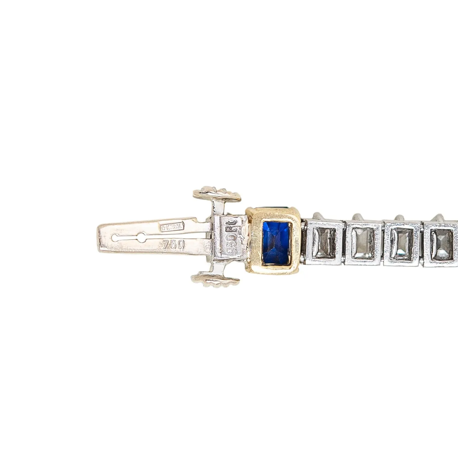 Retro 18k/Platinum Sapphire   Diamond Line Bracelet
