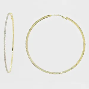 Rhinestone Hoop Earrings on Gold | 3 3/4" | 269234