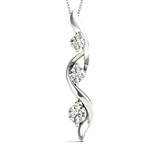 Ribbon Graduated 0.50 ctw Diamond Three Stone Necklace Pendant