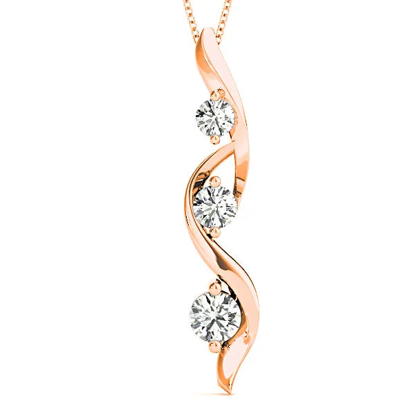 Ribbon Graduated 0.50 ctw Diamond Three Stone Necklace Pendant