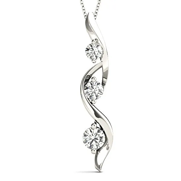 Ribbon Graduated 0.50 ctw Diamond Three Stone Necklace Pendant