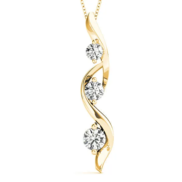 Ribbon Graduated 0.50 ctw Diamond Three Stone Necklace Pendant