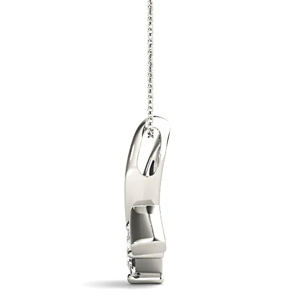 Ribbon Princess Cut Diamond Solitaire Necklace Pendant