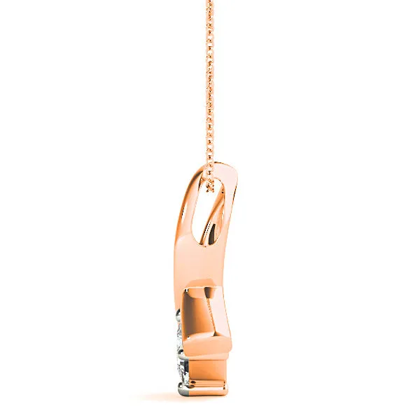 Ribbon Princess Cut Diamond Solitaire Necklace Pendant