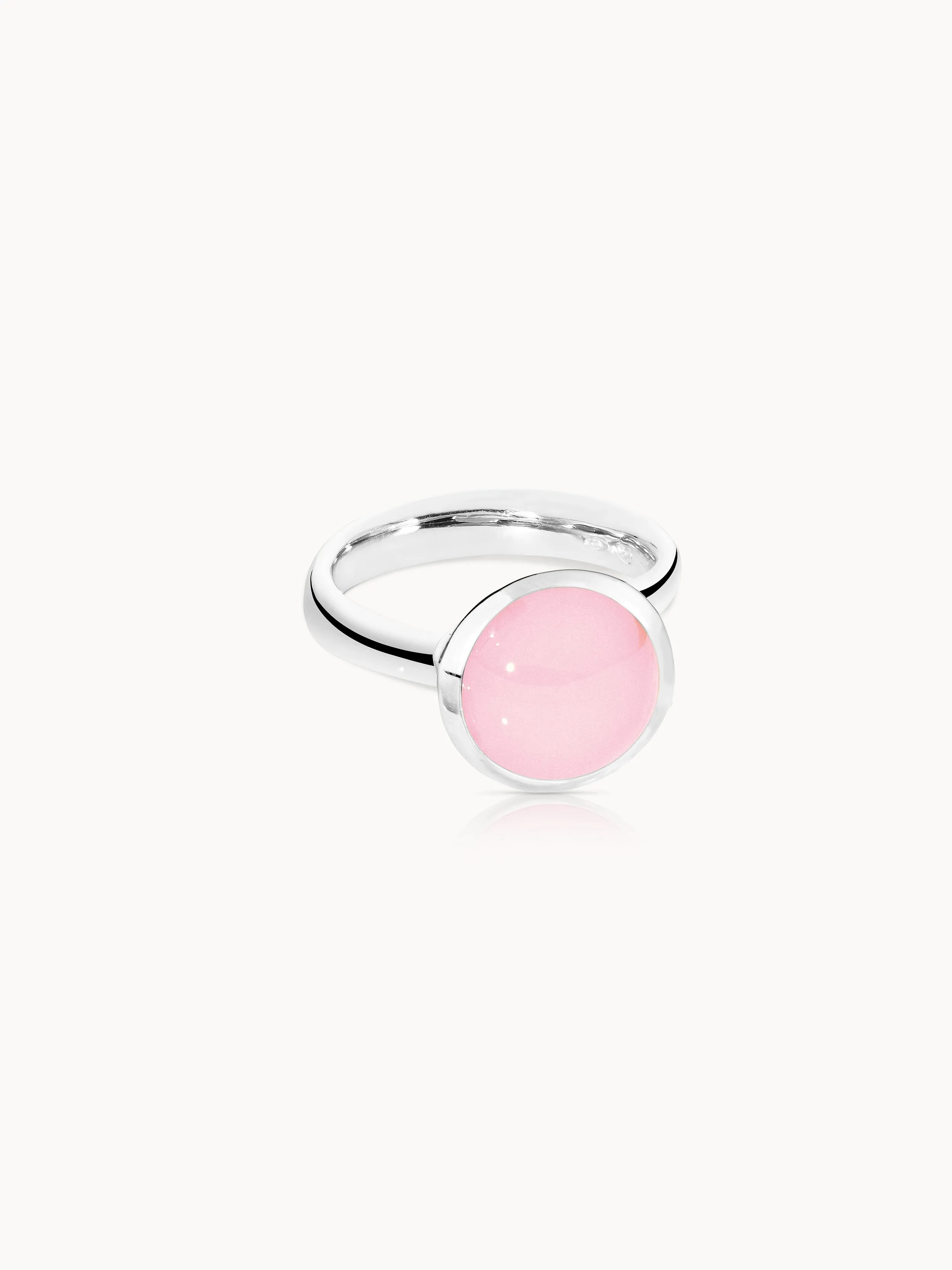 Ring BOUTON large Chalcedony pink pink Chalcedony